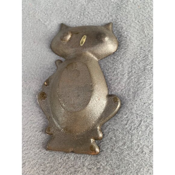 Vintage Cast Iron Cat-Shaped Dish With Amber Accents - Picture 2 of 8